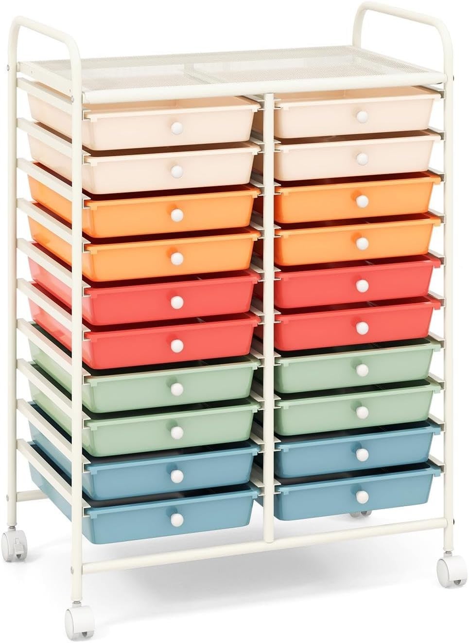 20 Drawer Rolling Storage Cart Mobile Utility Organizer Trolley Colorful