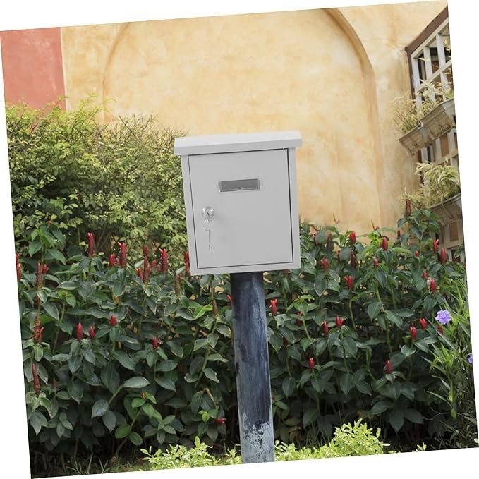 Wall Mounted Stainless Steel Mailbox Silver Retro Post Box Outdoor Waterproof