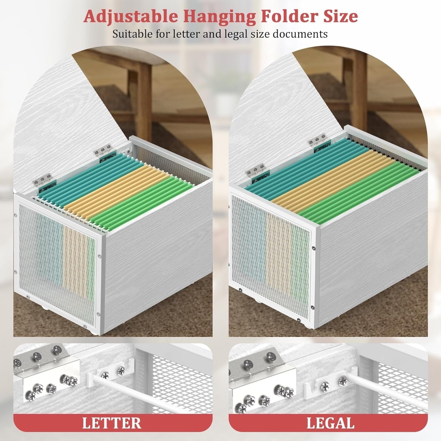 Rolling File Cabinet on Wheels Under Desk Storage Organizer Wooden White Home
