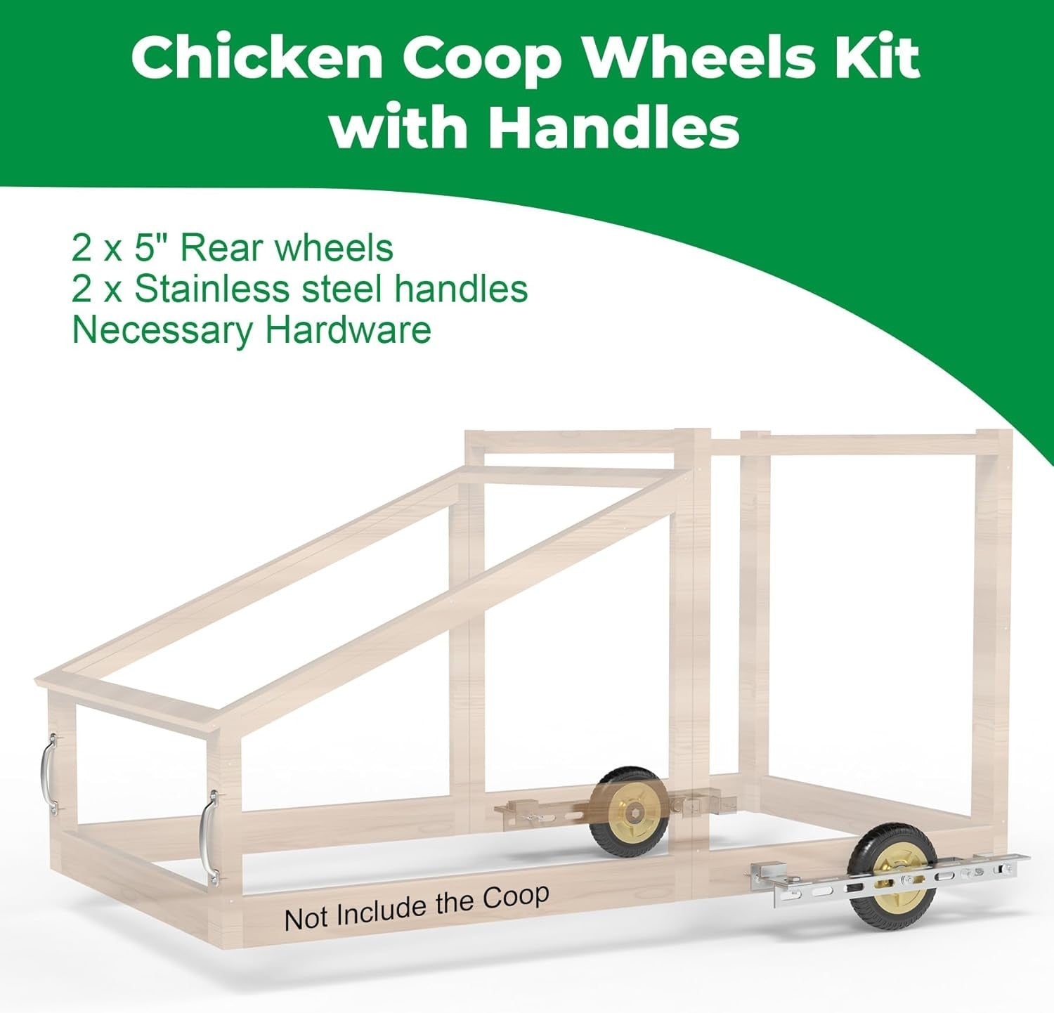 Chicken Coop Wheels Kit 2 Pack Heavy Duty 5in Casters Handles 180lbs