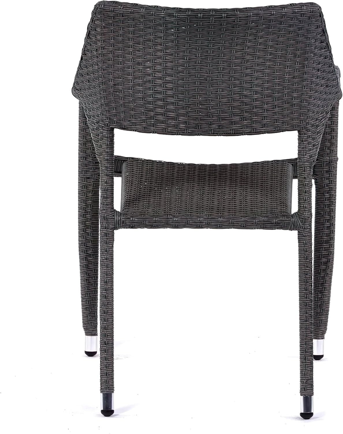 Set of 4 Rattan Garden Armchairs Stackable Outdoor Patio Dining Chairs