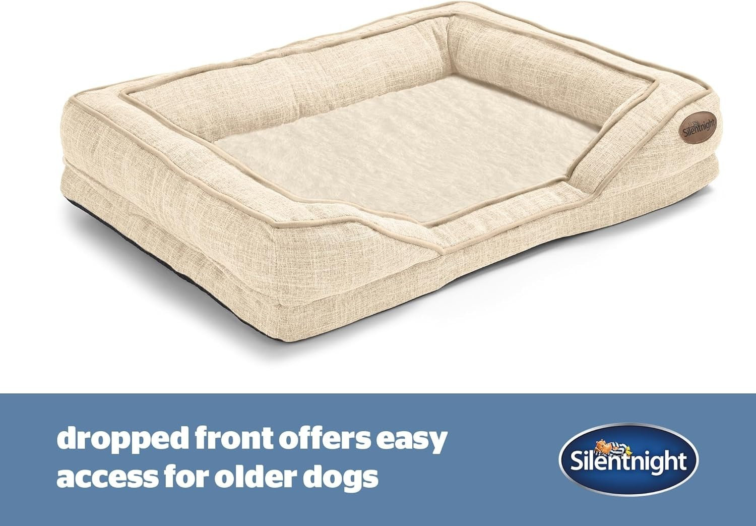 Large Orthopedic Dog Bed 95x69cm Washable Non Slip Natural