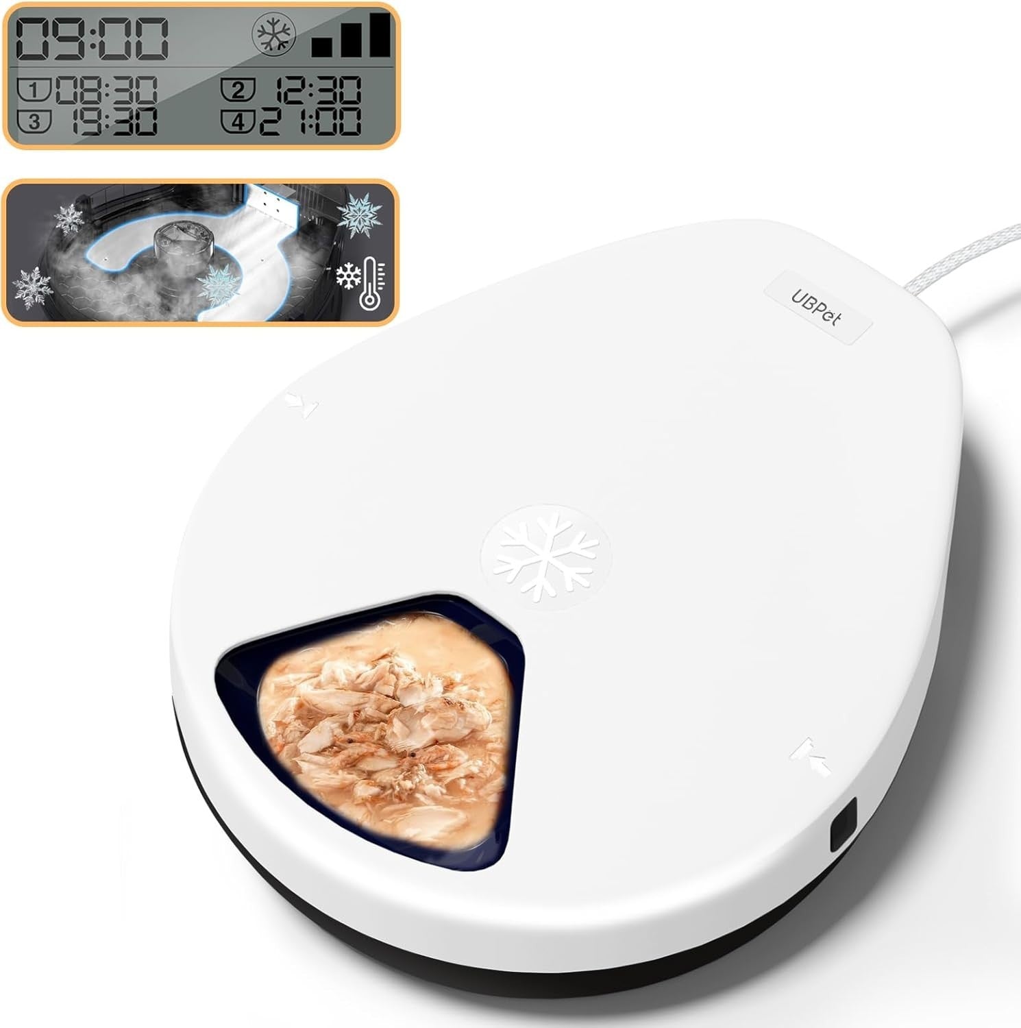 Automatic Wet Cat Feeder Cooling Timer 5 Meal Refrigerated Food Tray
