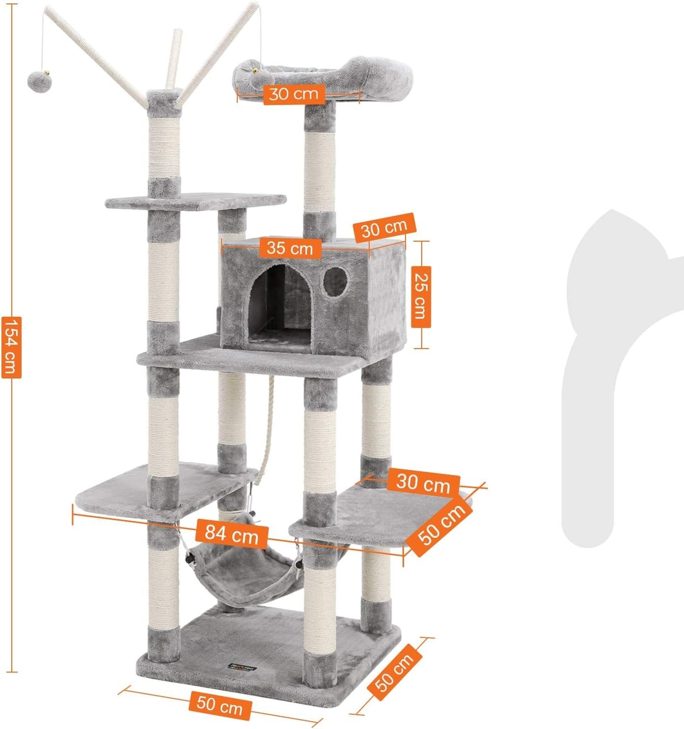 Large Cat Tree Tower 154cm Scratching Posts Hammock Multi-Level
