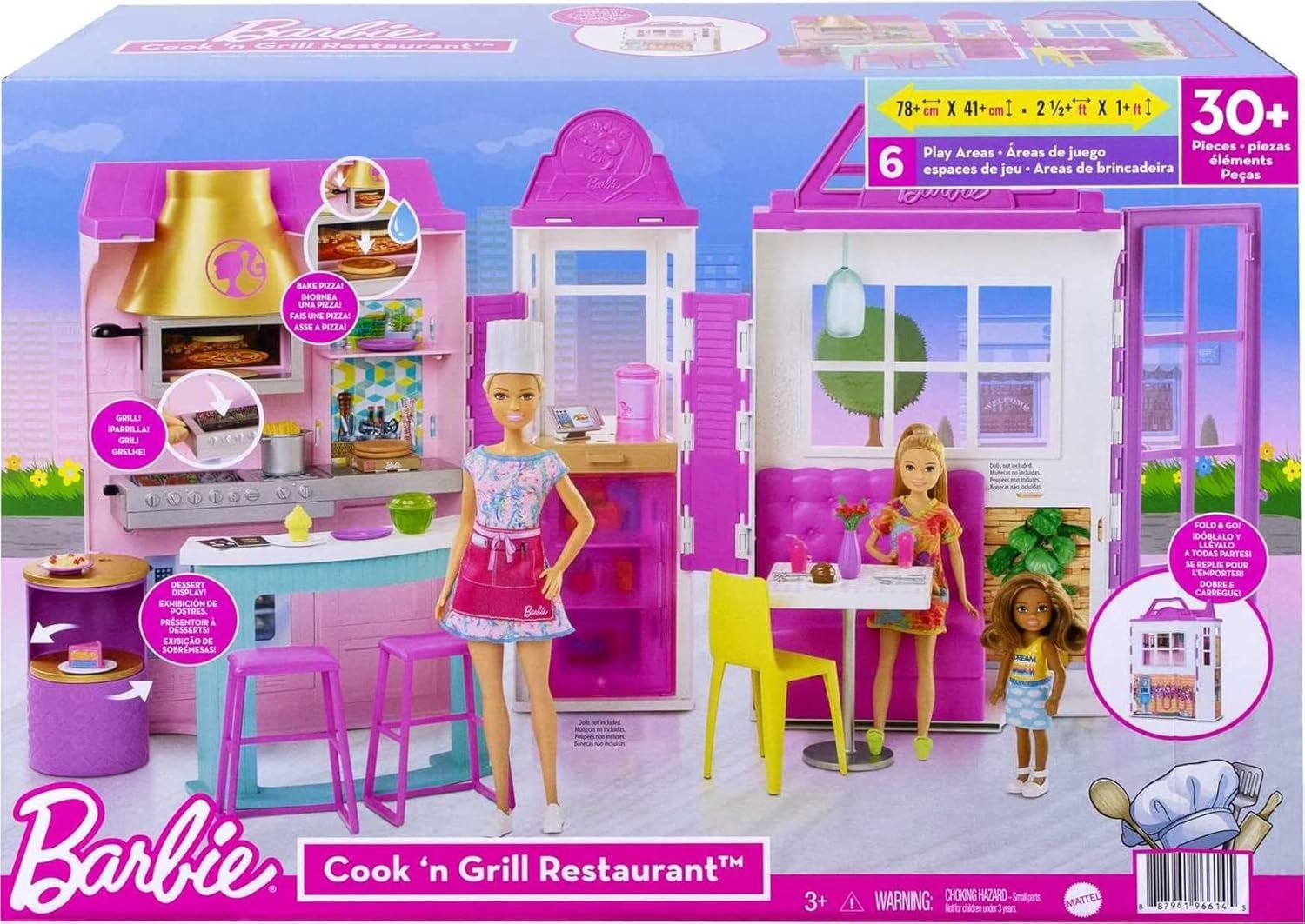 Kids Restaurant Playset Kitchen Pizza Oven Grill Toy Set 30+ Pieces