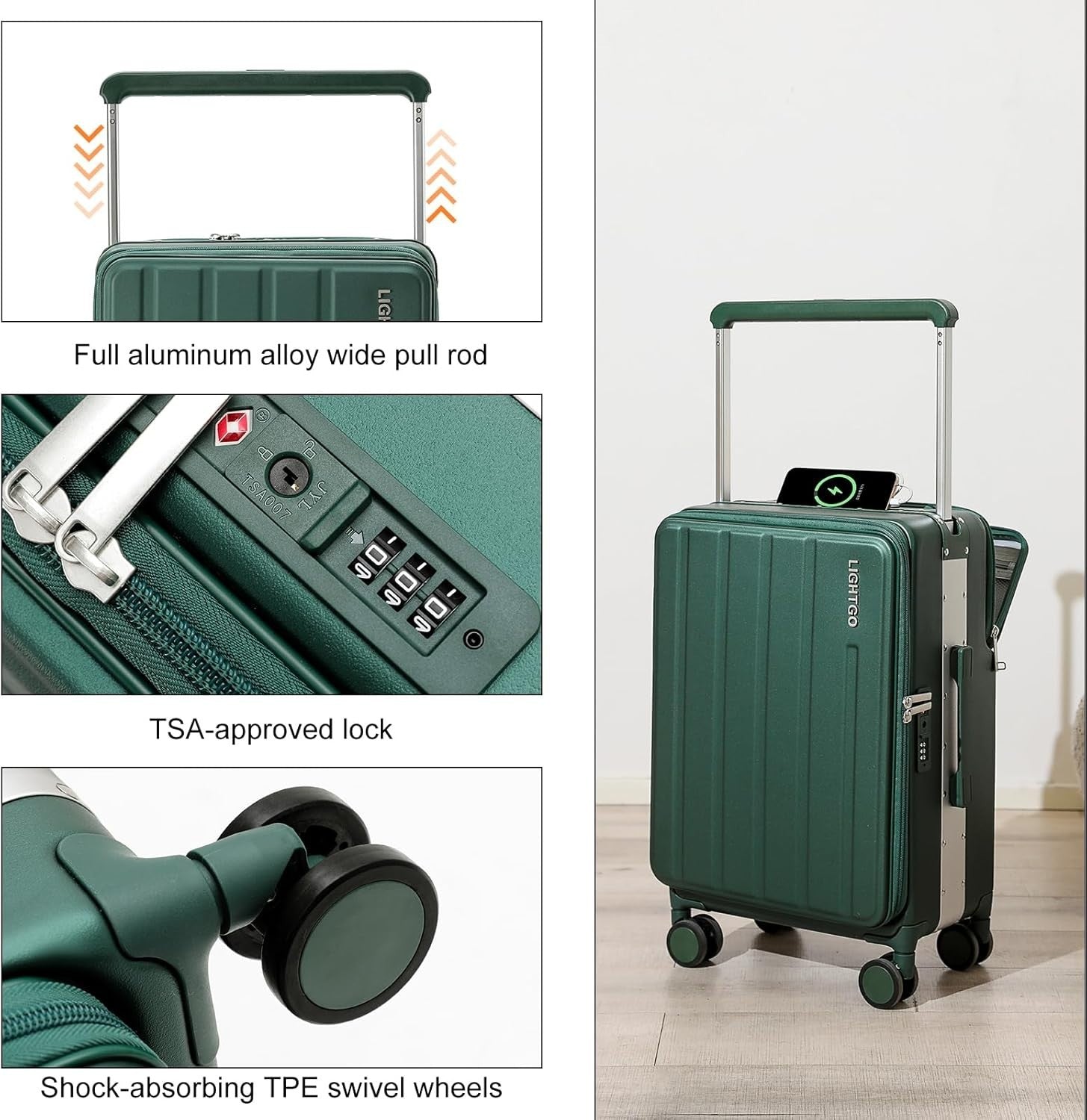 24” Dual Opening Checked Luggage Front Back Access Hard Shell