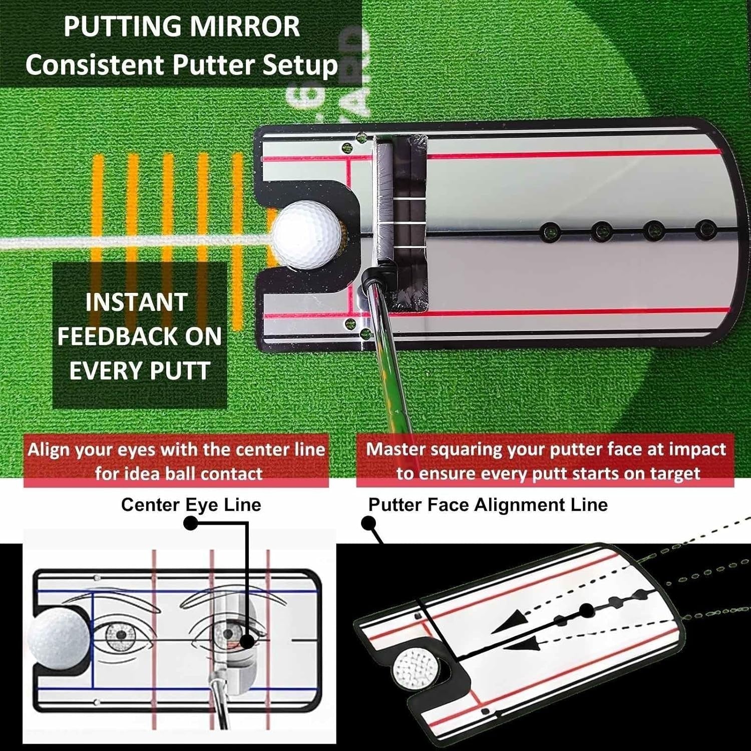 10ft Indoor Golf Putting Green Mat w/ Mirror Cup Rings Brush Practice Set