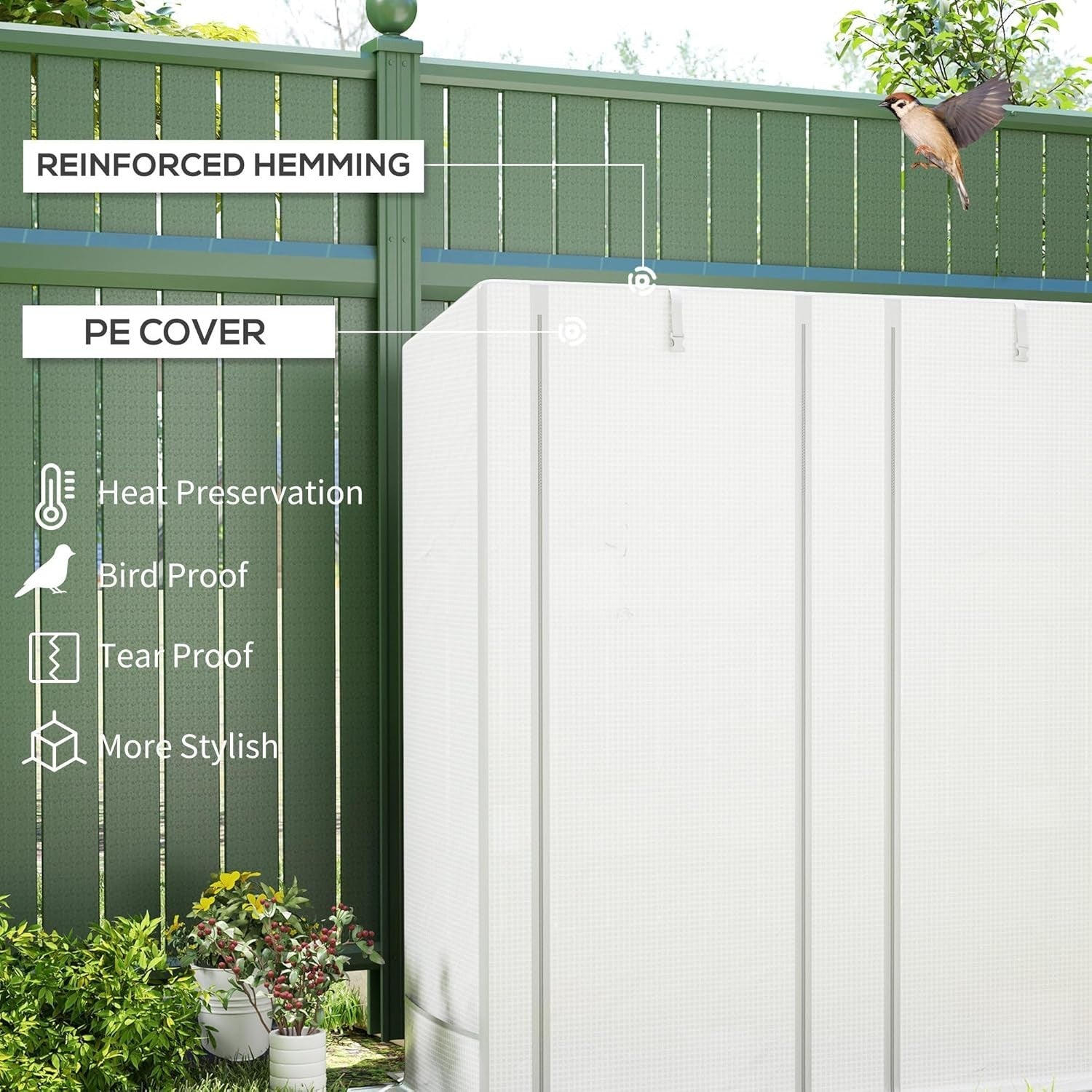 3 Tier Lean-To Mini Greenhouse Reinforced PE Cover Roll-Up Door Grey