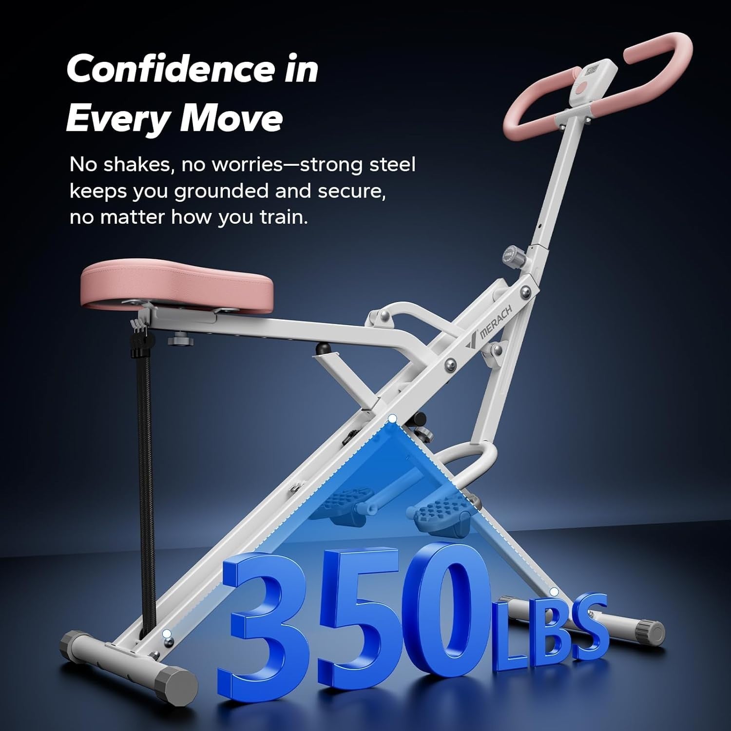 2 in 1 Squat Rowing Machine Foldable Home Gym Glute Leg Trainer White