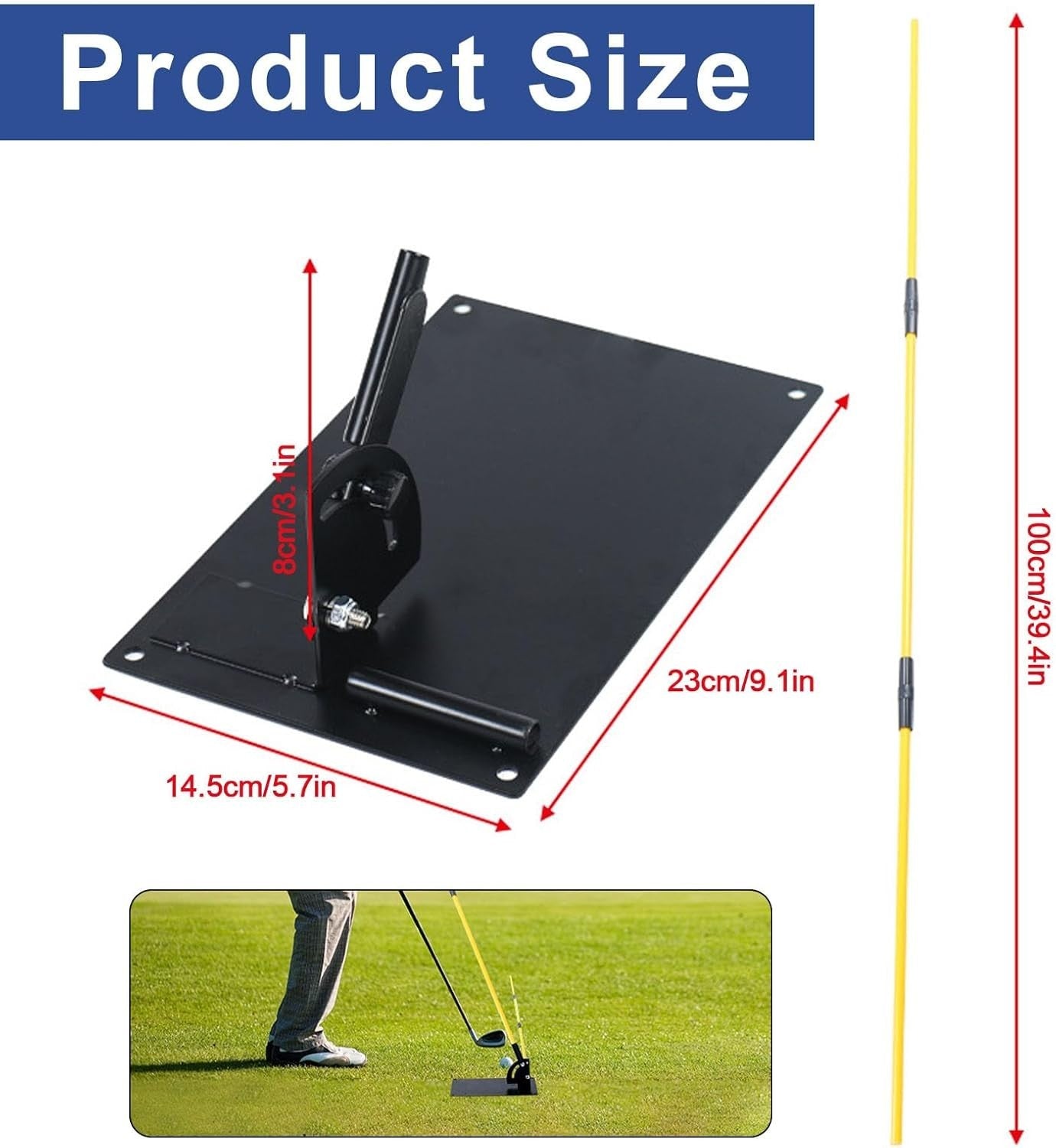 Golf Swing Trainer Alignment Stick Holder Practice Plate Set