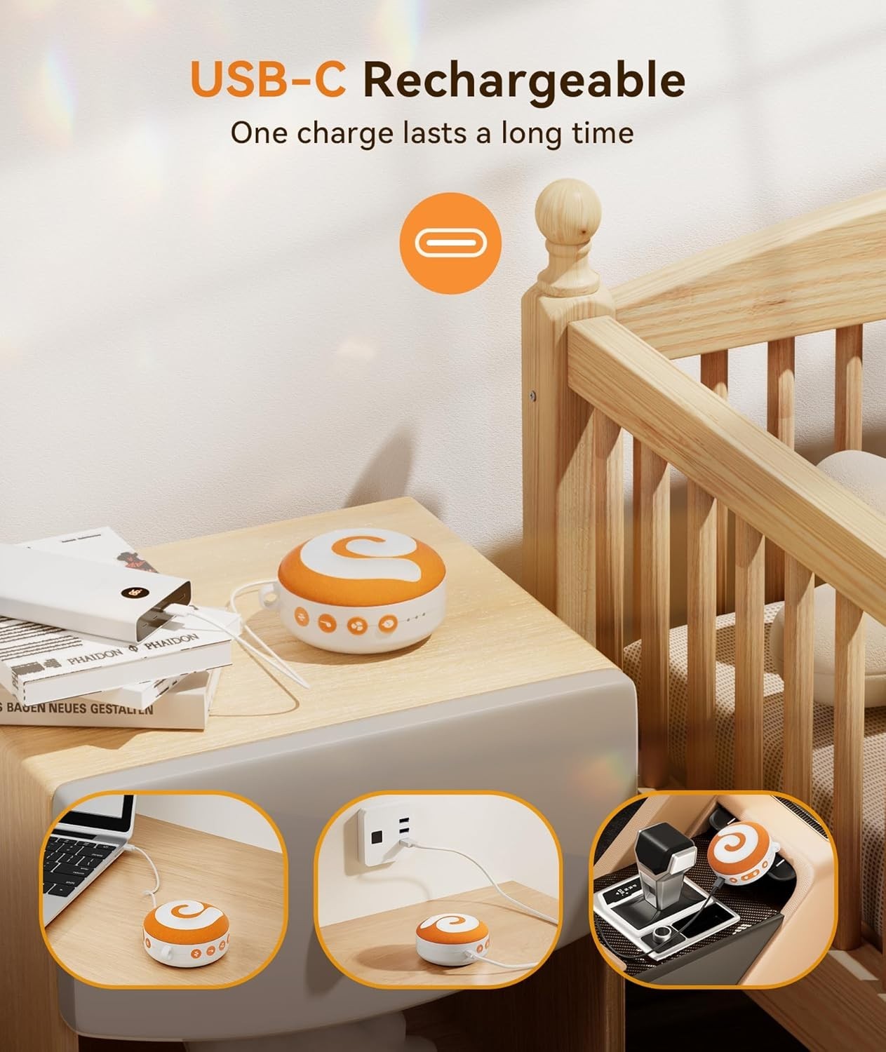 White Noise Sound Machine Baby Sleep Aid Night Light Portable Rechargeable