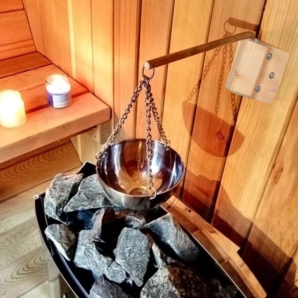 20cm Stainless Steel Sauna Aroma Bowl w/ Adjustable Swing Arm – Wall Mount