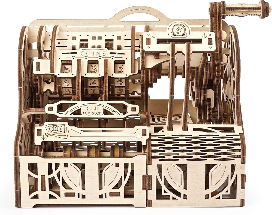 Mechanical 3D Wooden Cash Register Puzzle Kit with Money Storage Box