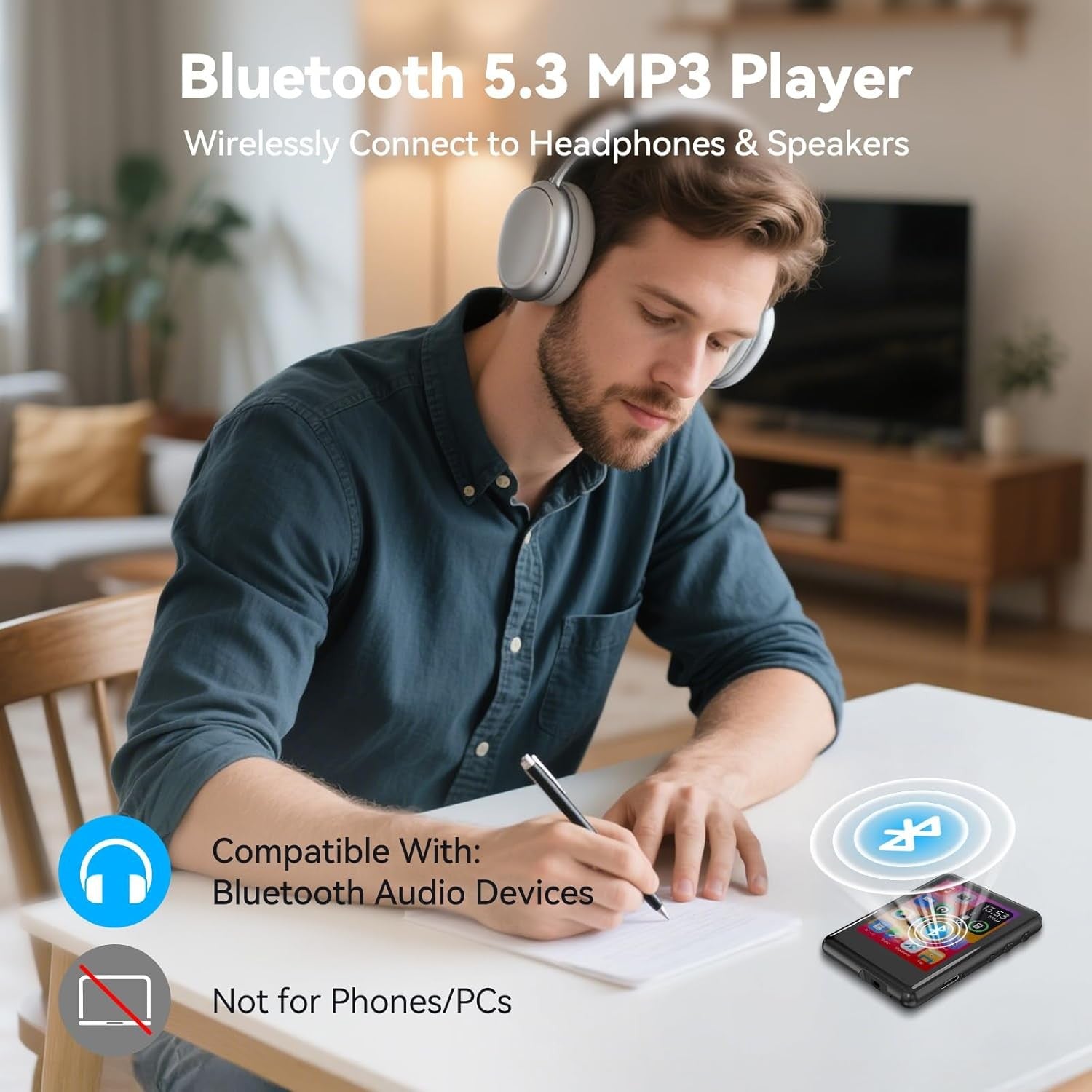 Bluetooth 5.4 MP3 Player 16GB Touch Screen FM Speaker Expandable