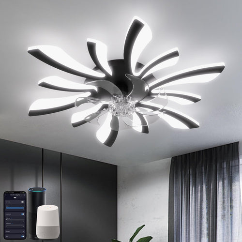 Smart Ceiling Fan with Lights 78cm, 6 Speeds, Dimmable LED, Remote