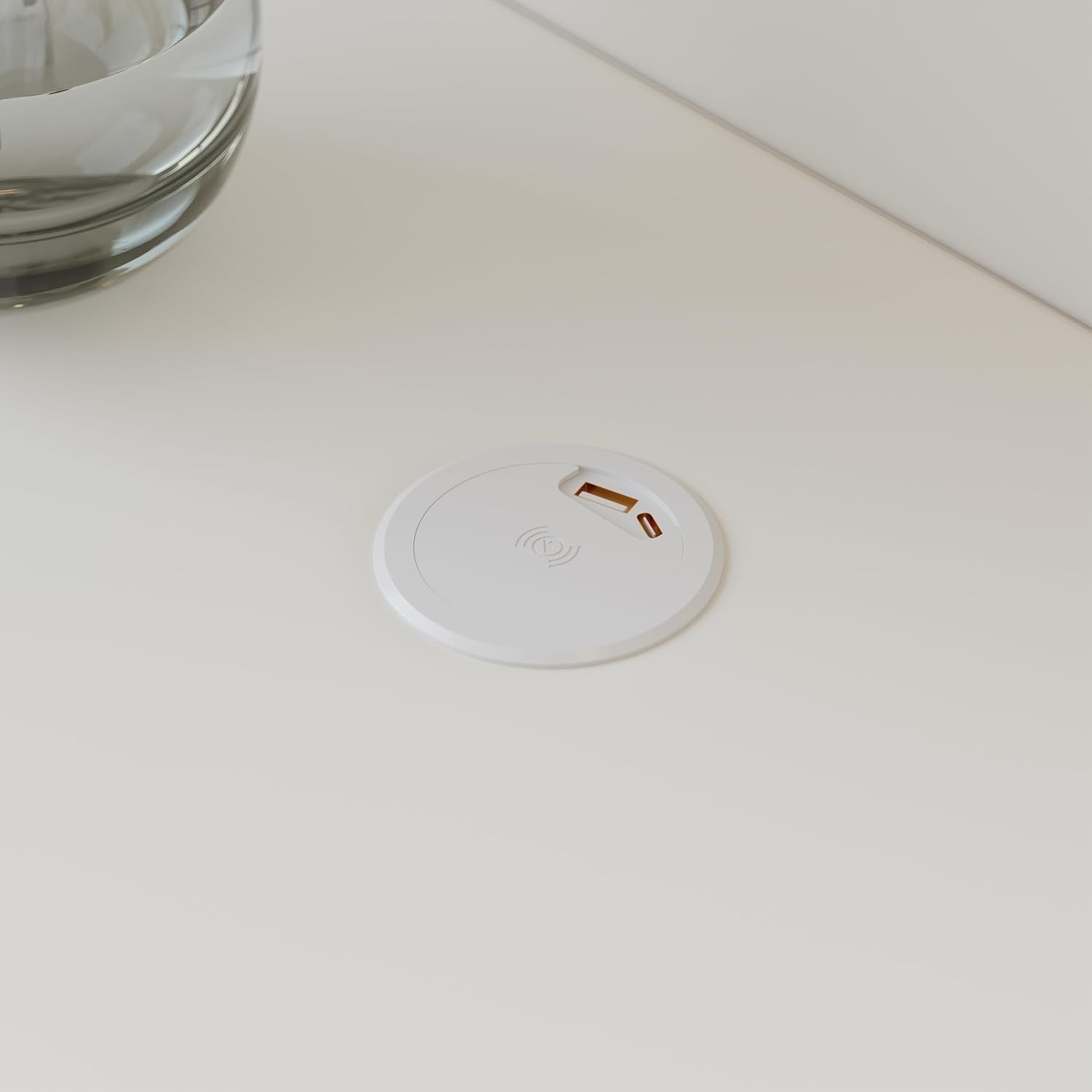 Modern Floating Bedside Table with Wireless Charger USB Type-C & 2 Drawers