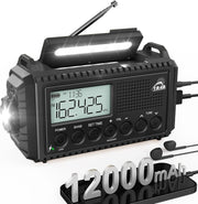 Emergency Wind Up Solar Radio AM/FM/SW 12000mAh Waterproof
