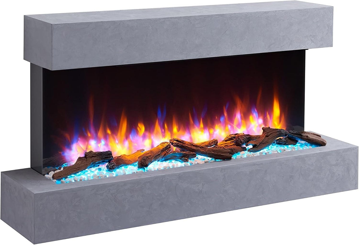 Wall Mounted Electric Fireplace 60" with 3 Flame Colors & 13 Mood Lights