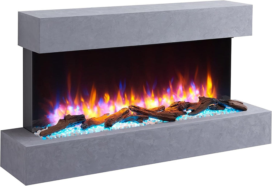 Wall Mounted Electric Fireplace 60" with 3 Flame Colors & 13 Mood Lights