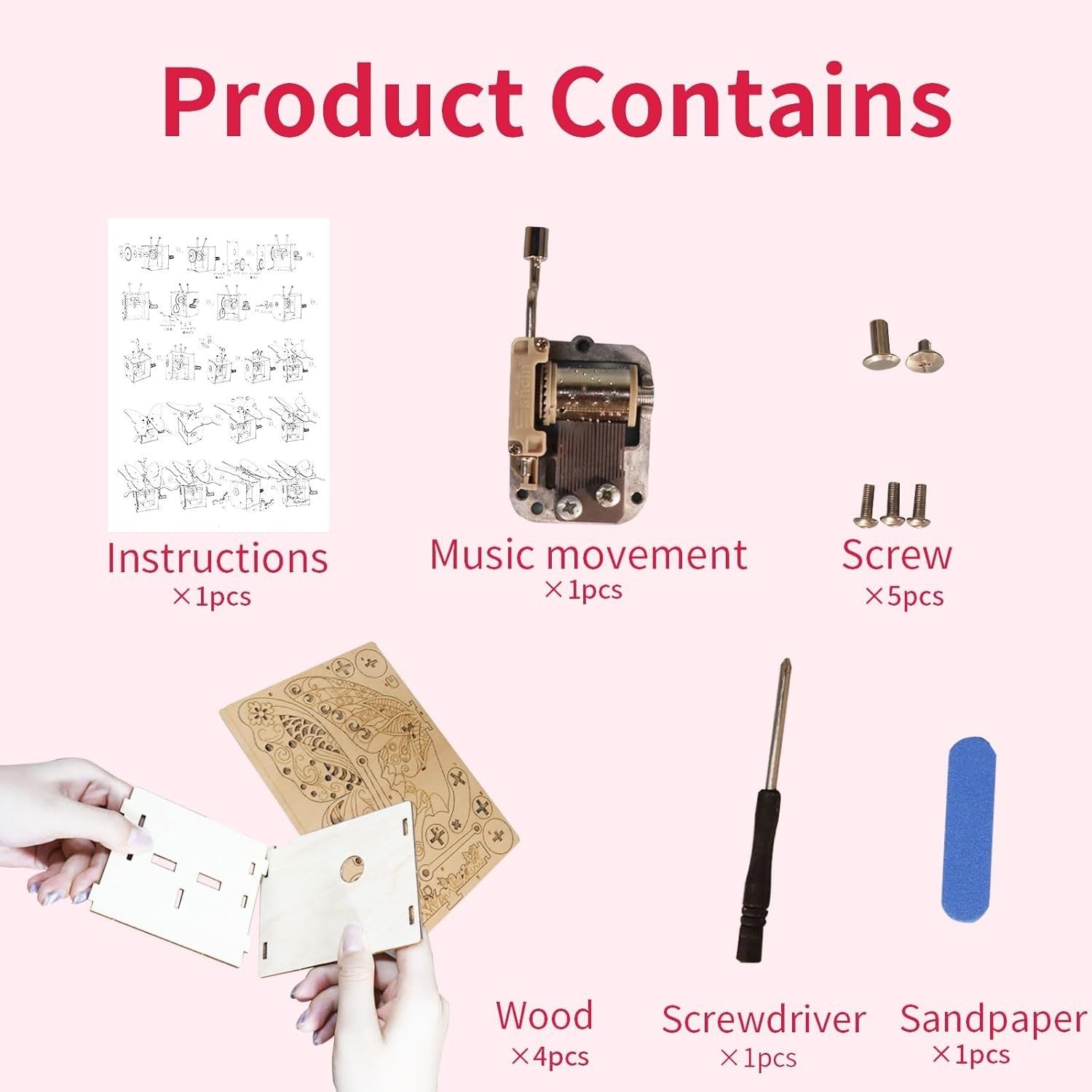 3D Wooden Butterfly Music Box DIY Puzzle Gift for Adults Teens Decor