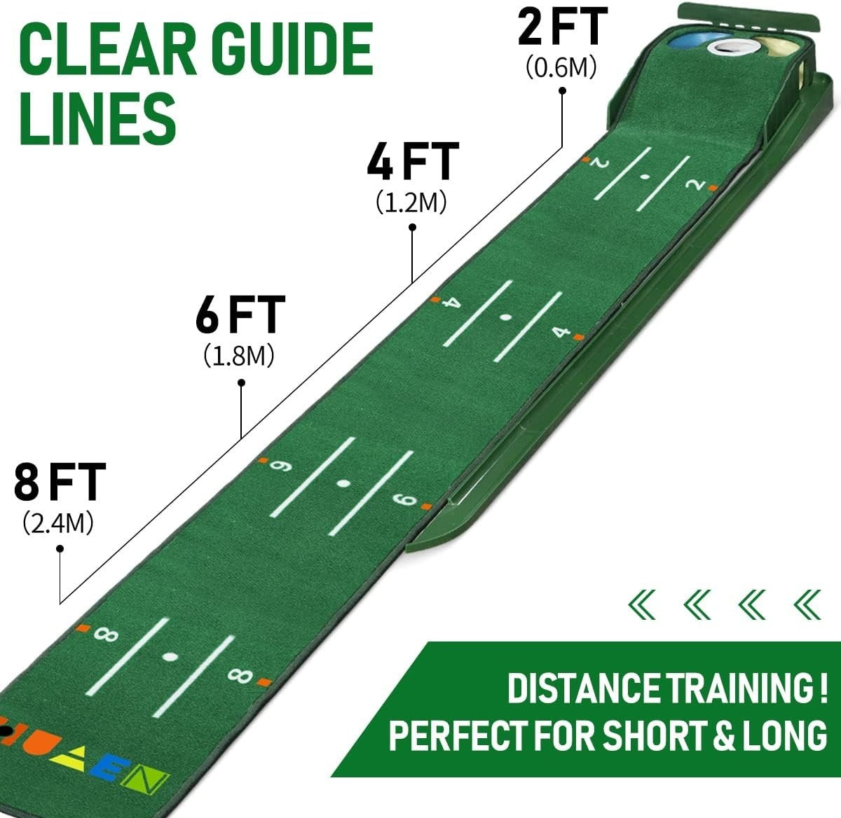 Golf Putting Green Mat Auto Ball Return 3 Holes Indoor Training Home Office