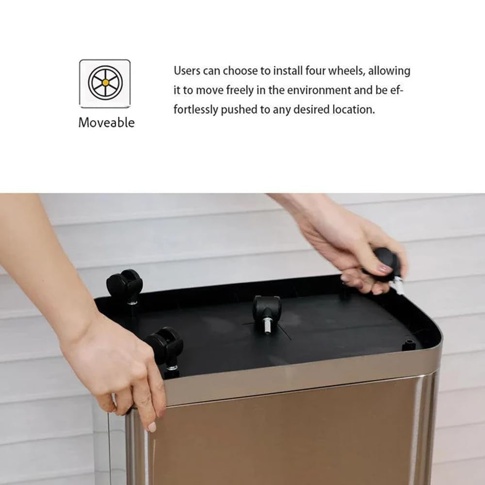 50L Touchless Kitchen Bin | Automatic Sensor Trash Can White Steel