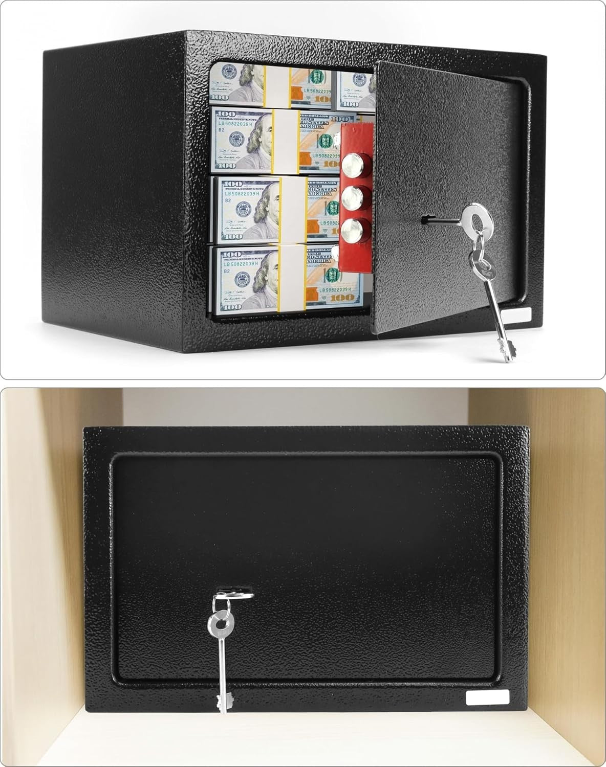 Steel Safe Box Key Lock Security Cash Jewelry Document Storage Safe