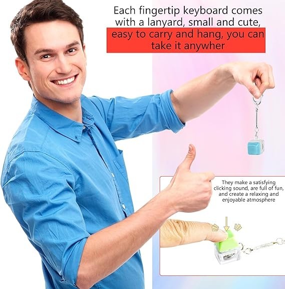 20pcs Mini Keyboard Keychain LED Clicker Fidget Stress Relief Toy