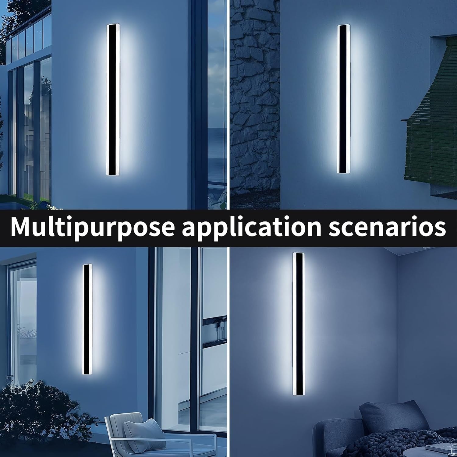 Modern 120cm Outdoor LED Wall Light, Cool White, Waterproof Garden Sconce