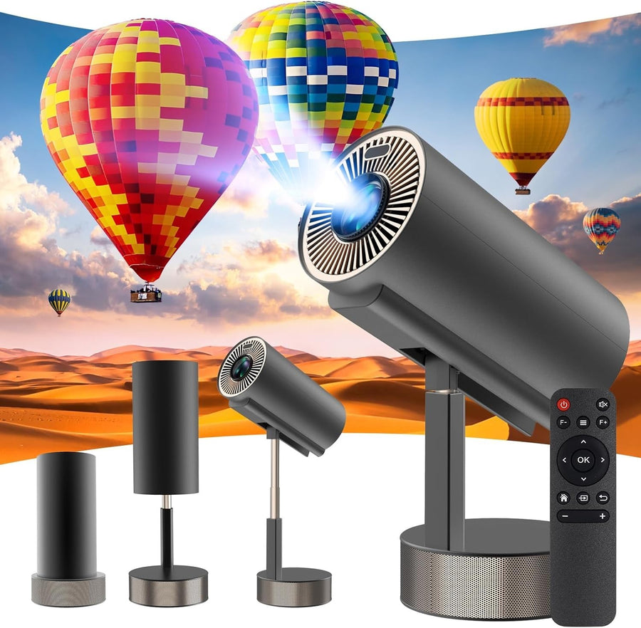 Mini Smart Projector 1080P WiFi 6 Bluetooth Auto Focus Lift Stand