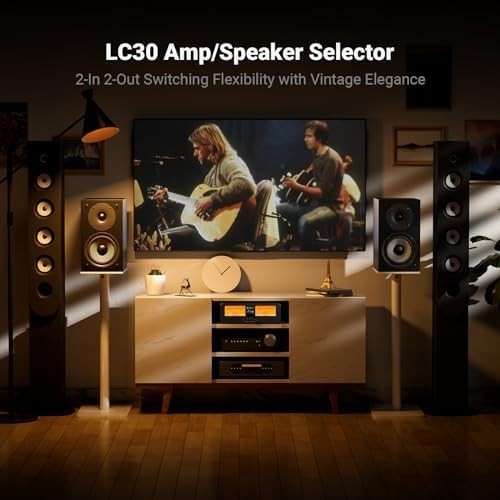 LC30 VU Meter Amplifier Speaker Selector 2-Way Stereo HiFi Switcher Yellow