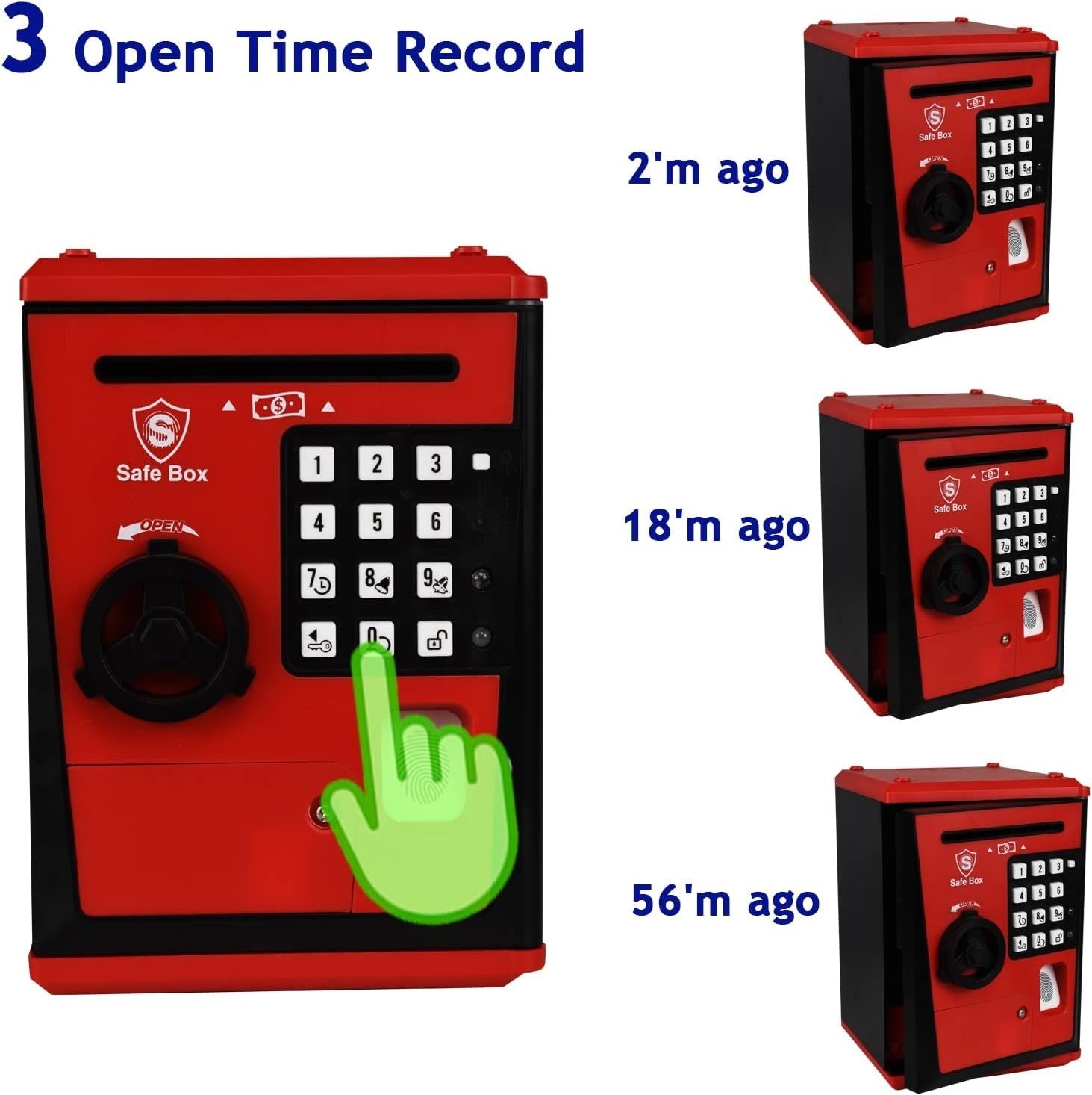 Kids Fingerprint Money Safe ATM Piggy Bank Password Coin Saving Box