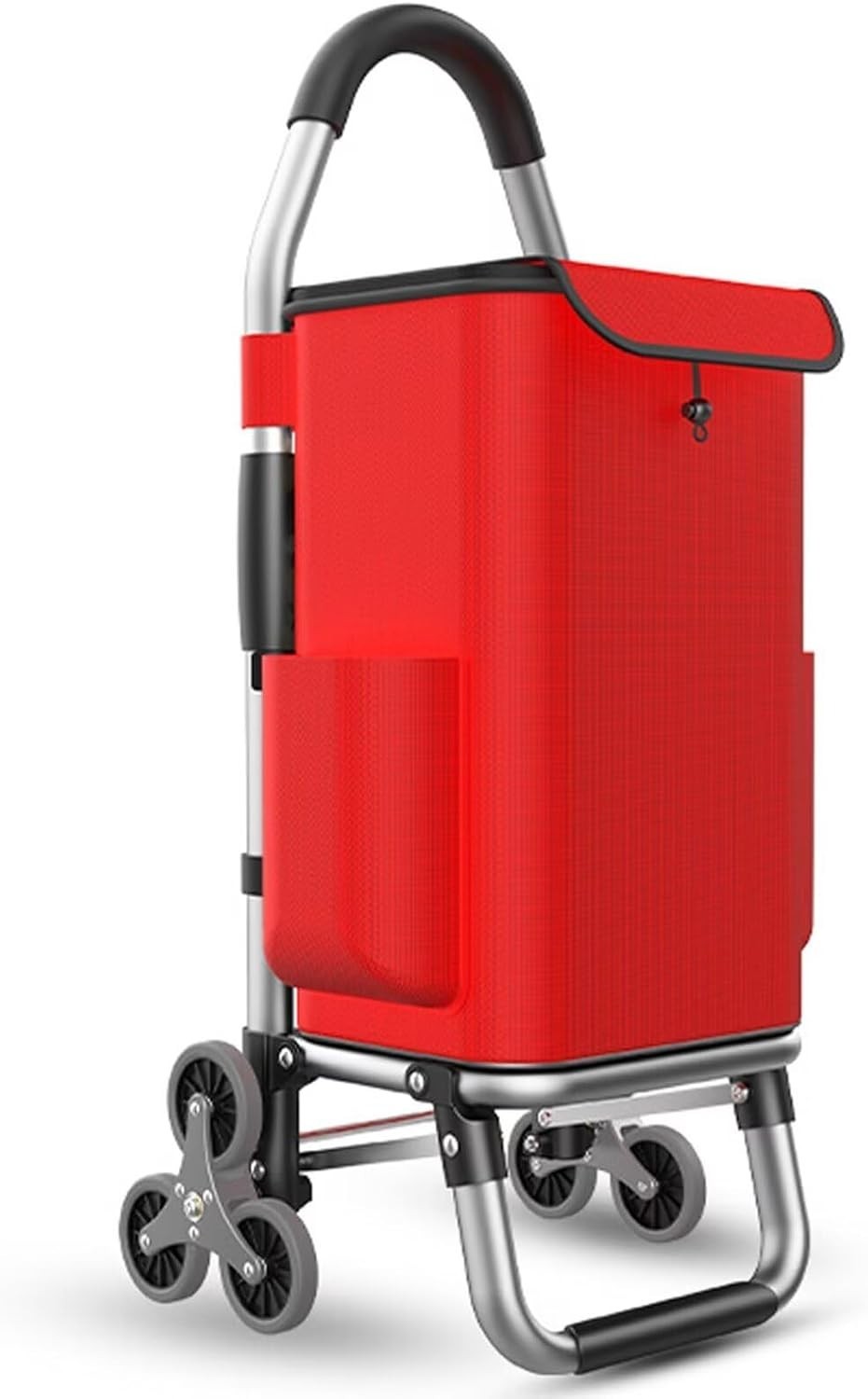 2-in-1 Folding Shopping Trolley 6-Wheel Quiet Stair Climber Waterproof Cart
