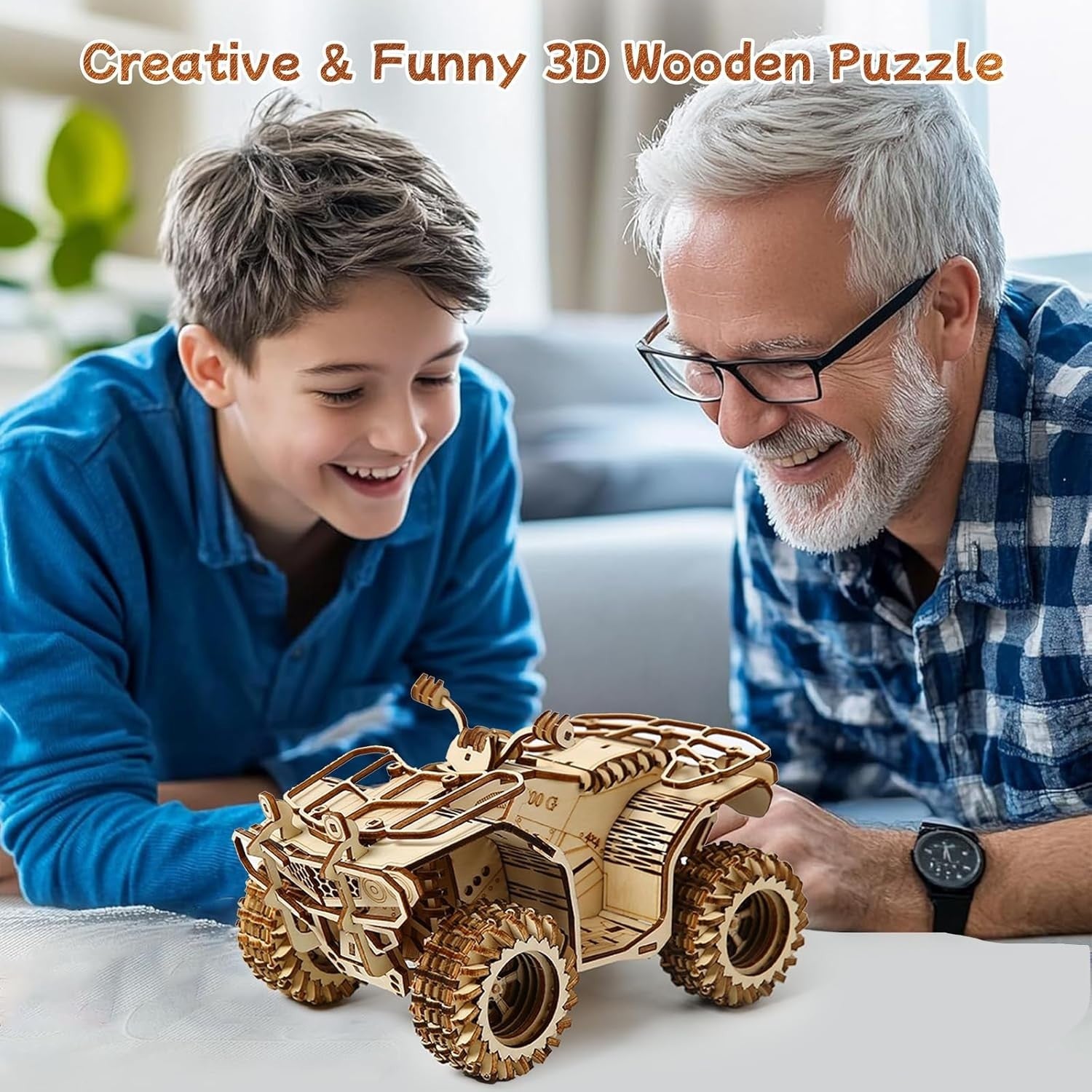 3D Wooden Motorcycle ATV Puzzle DIY Model Kit, Mechanical Fun, 417 PCS