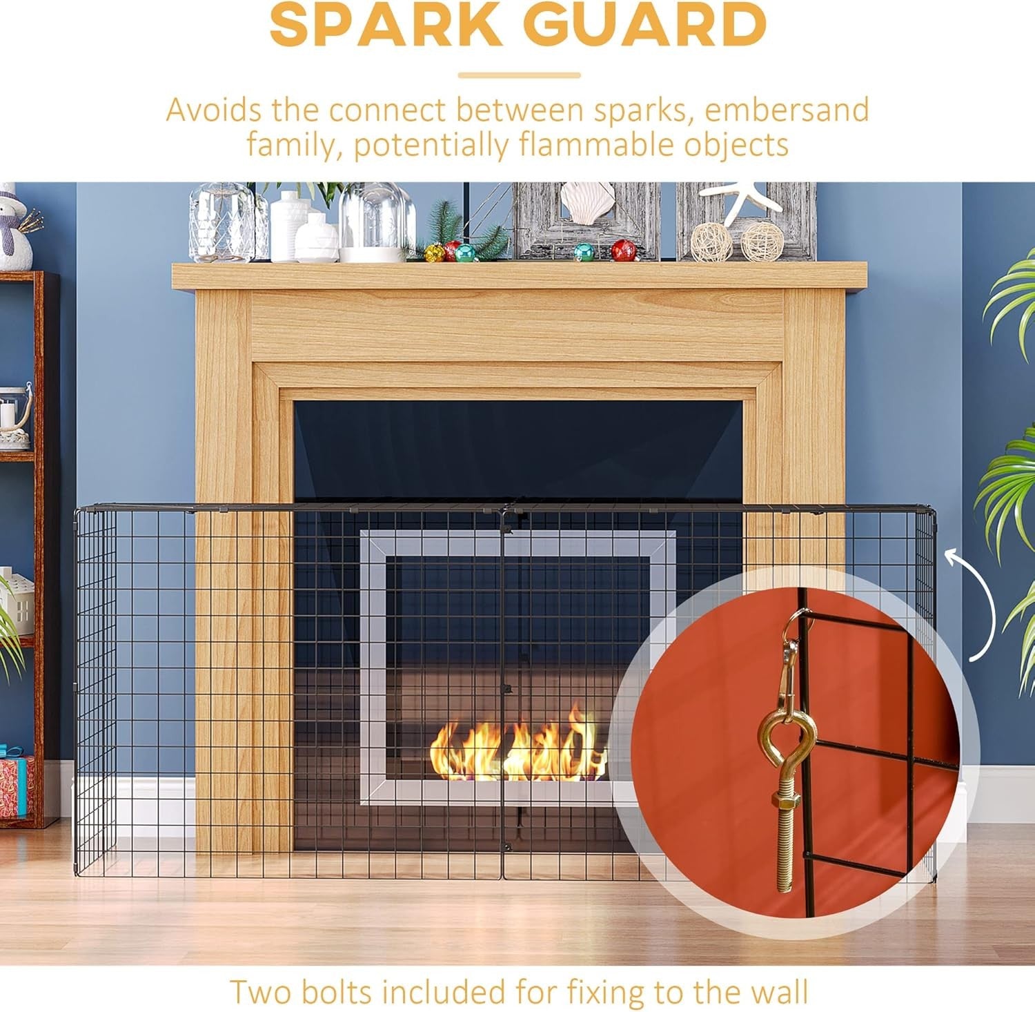 Extendable Metal Fire Guard Screen Folding Spark Protection Panel Black Fireplac