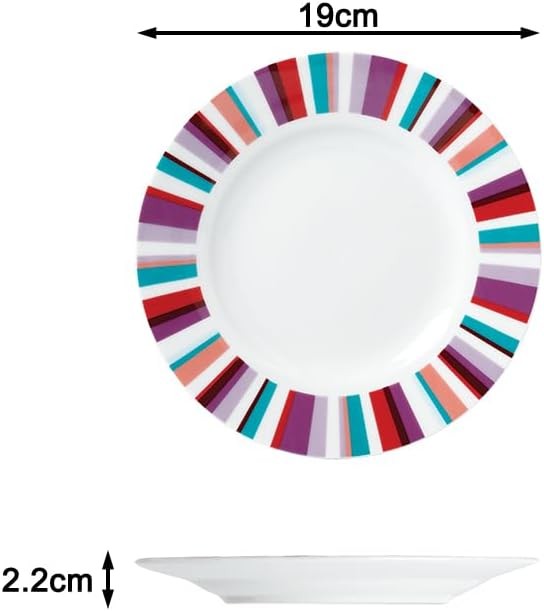 24 Piece Porcelain Dinner Set Plates Bowls Mugs Colourful Dishwasher Safe