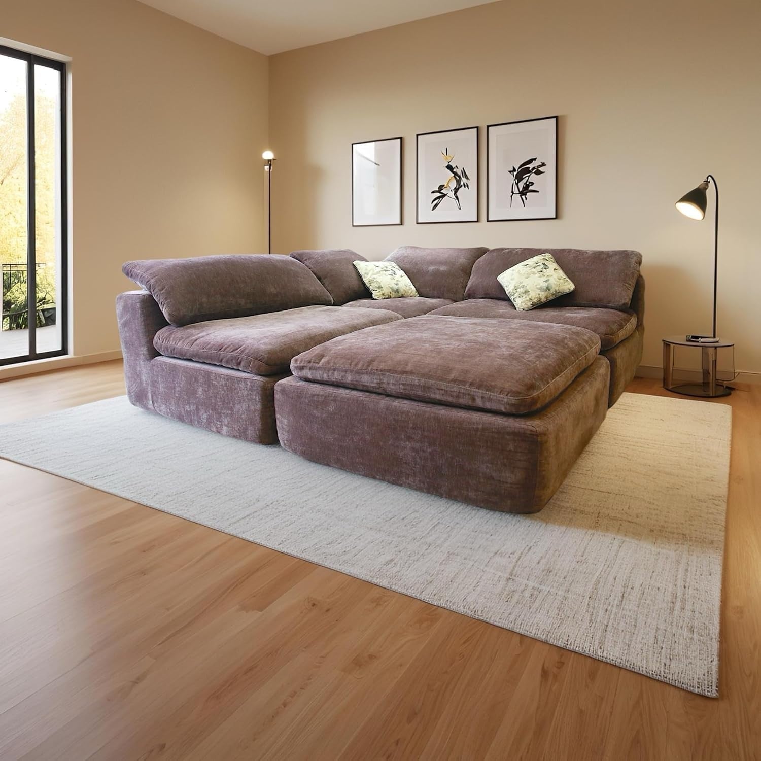 Modern L-Shaped 4-Seater Sectional Sofa with Chaise, Reversible Fabric Couch