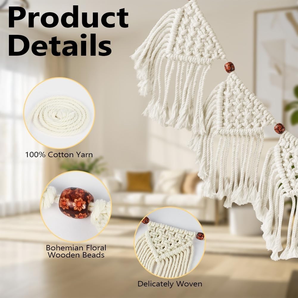 Macrame Wall Hanging Boho Cotton Tassel Bead Tapestry 0.4kg