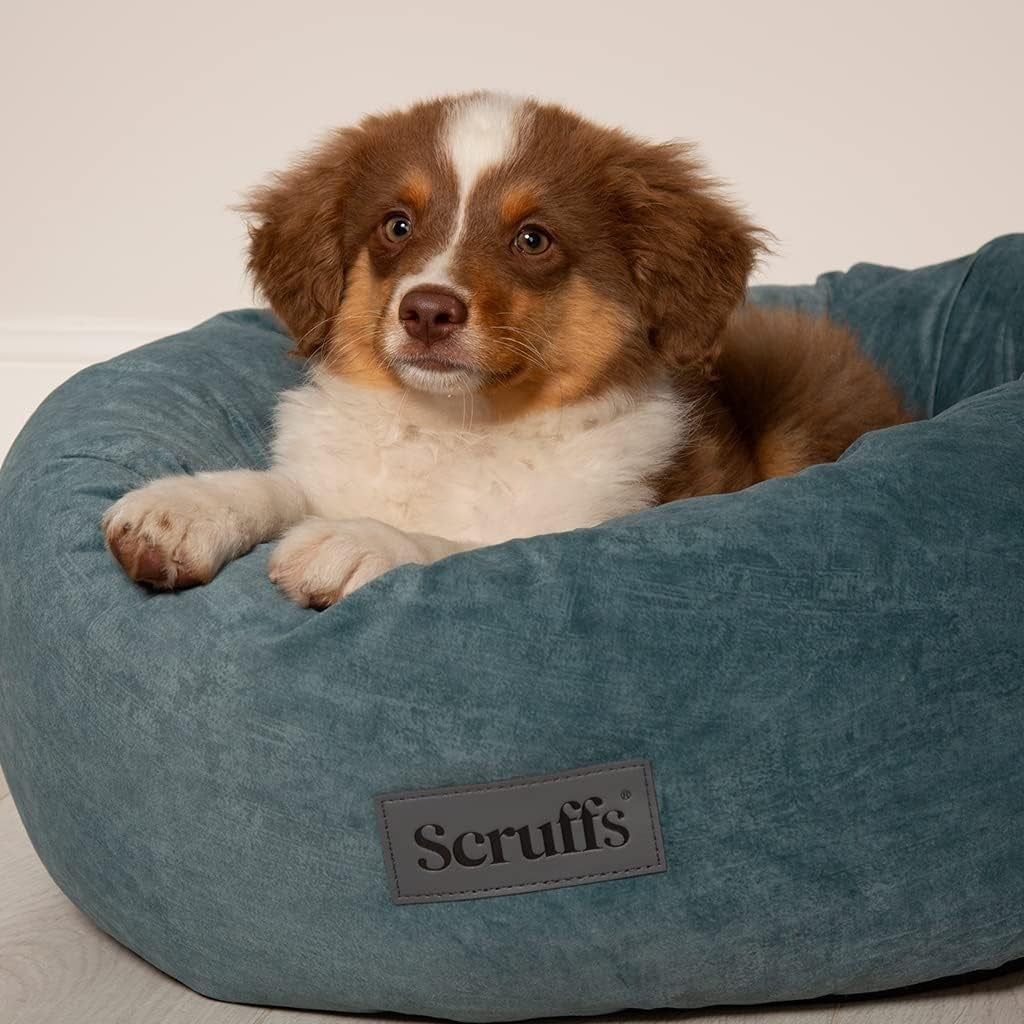 XXL Ring Dog Bed 85cm Washable Velvet Lake Teal