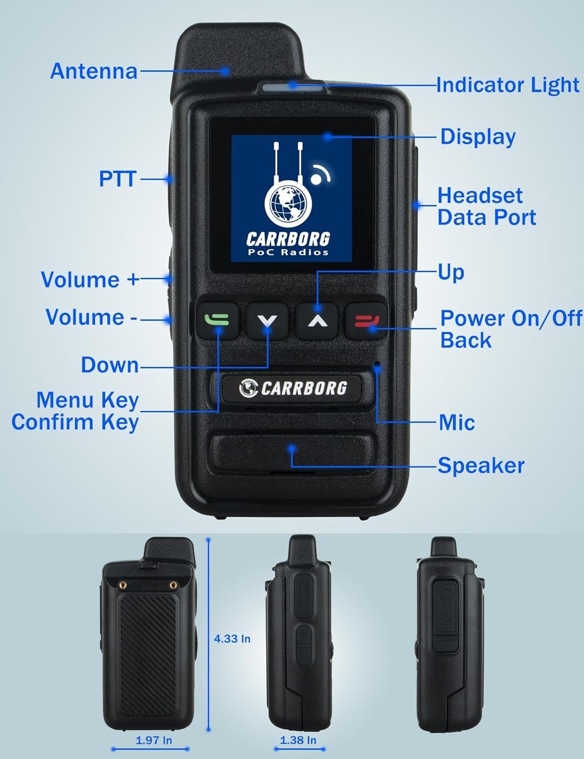 4G LTE Walkie Talkies Unlimited Range Global POC Radio 2 Pack SIM