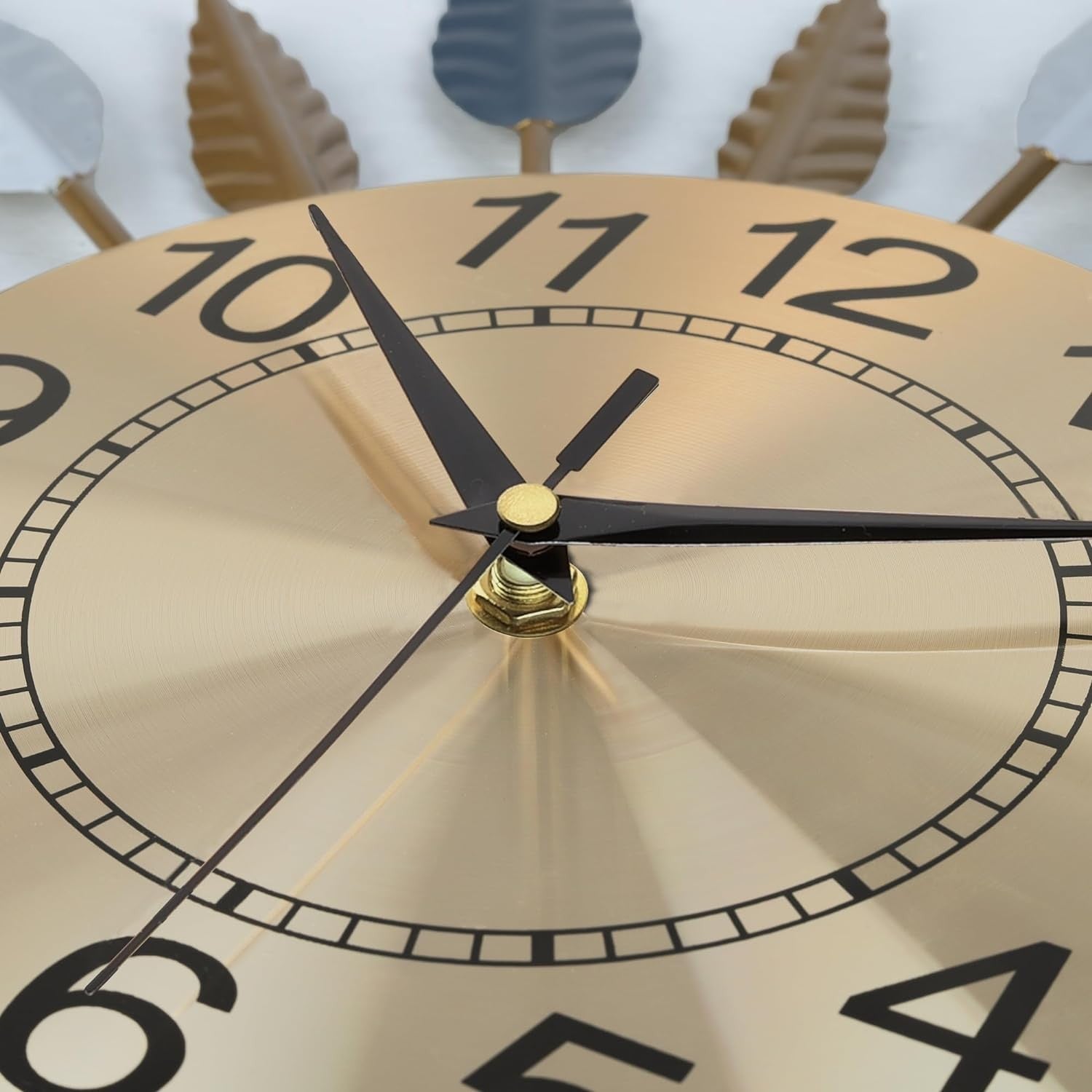 56cm Large Sunburst Wall Clock Blue Gold Metal Modern Silent Decorative Art