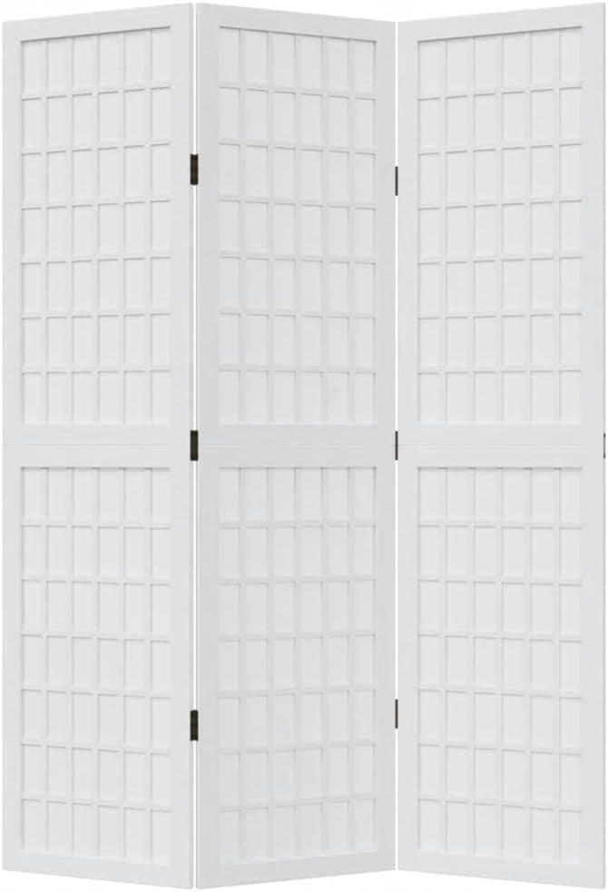3 Panel Folding Room Divider White Wooden Privacy Screen 110x160cm Home