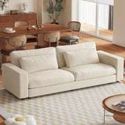 Modern 2-Seater Deep Seat Sofa Beige Fabric Couch with Cushions, 105” Wide