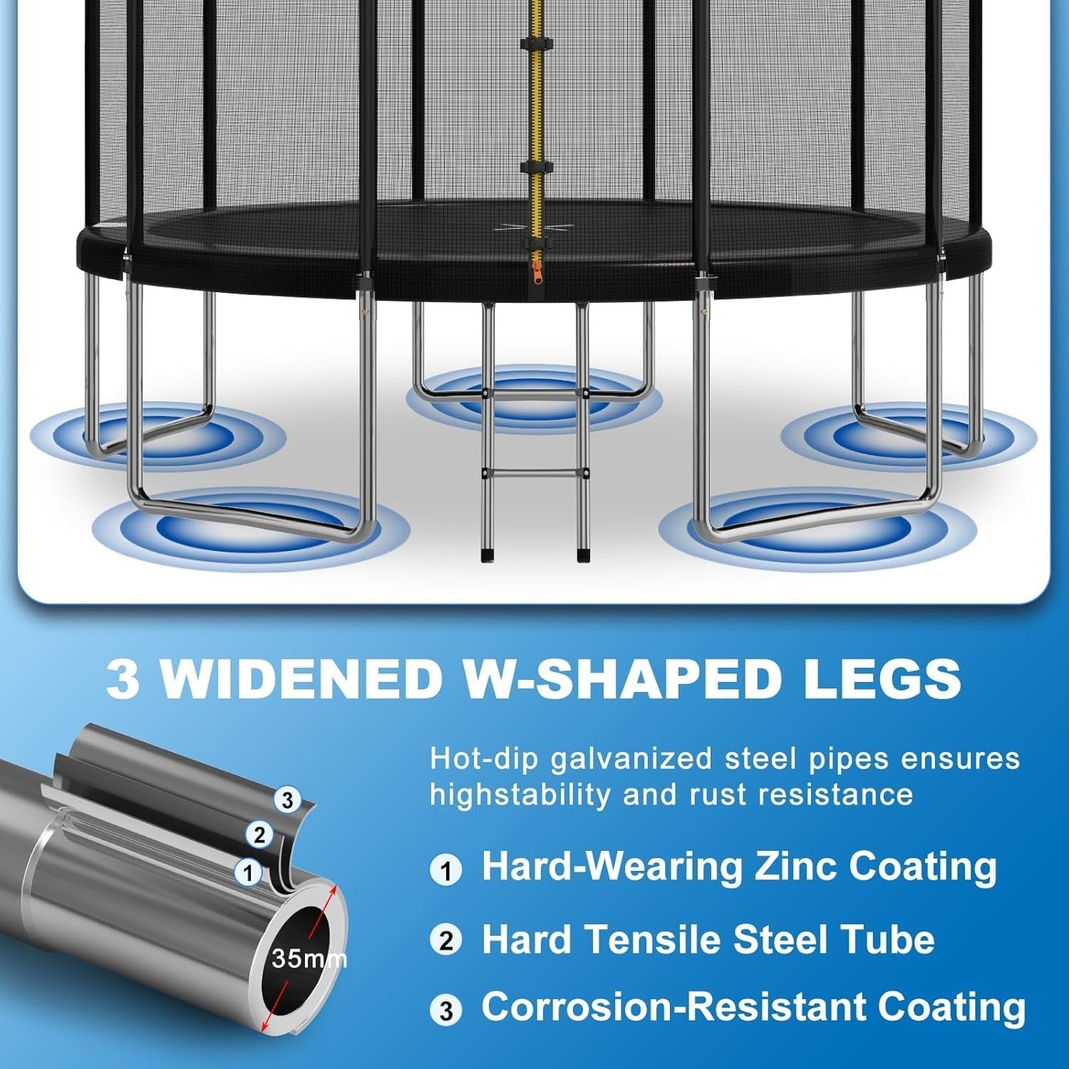 12FT Kids Garden Trampoline Safety Net Steel Frame Outdoor Play