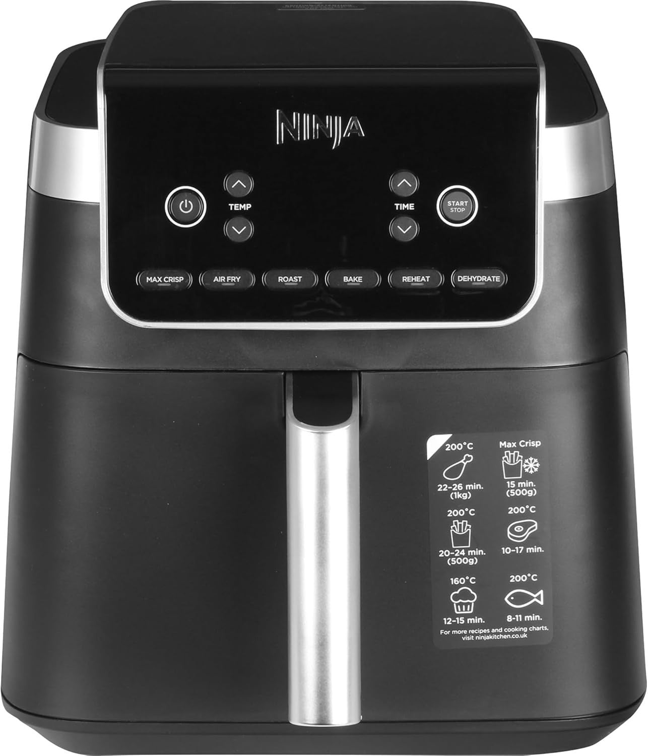 Air Fryer 6.2L MAX Crisp 6-in-1 Oil Free Nonstick Dishwasher Safe Black