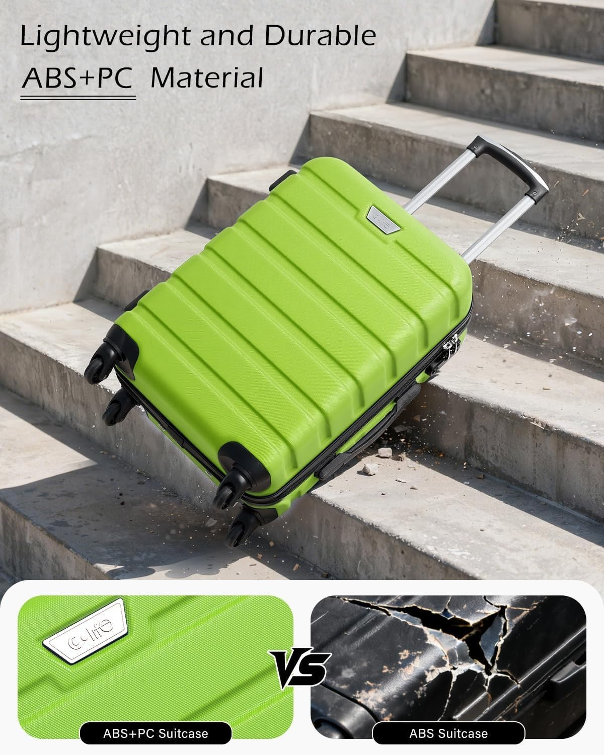 24in Medium Check In Luggage Hard Shell TSA Lock Silent Spinner Wheels