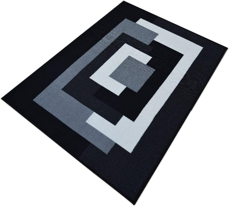 Extra Long Hallway Runner 80x300cm Black Grey Geometric Flat Weave Rug