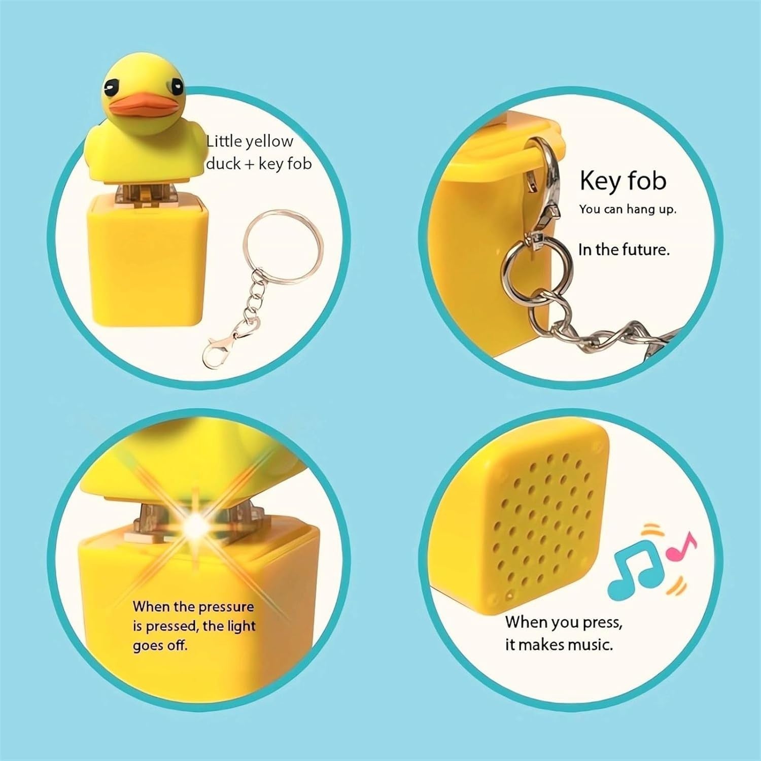 Quacking Duck Fidget Toy Keychain Clicker Stress Relief Button