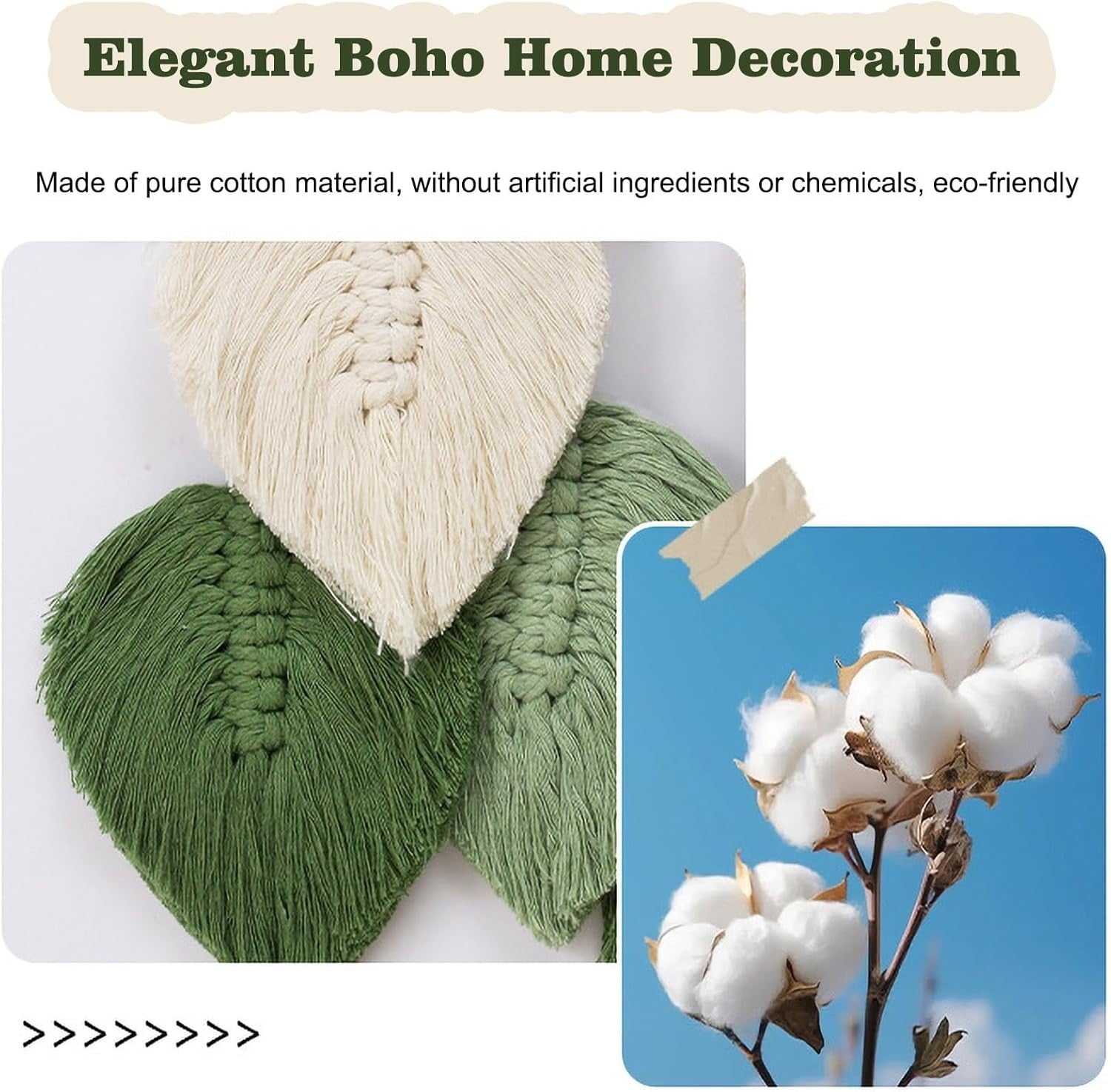 Large Boho Macrame Leaf Wall Hanging Cotton Tassel Decor