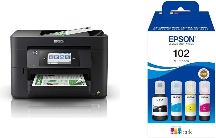 WorkForce WF-4820 A4 Wireless 3-in-1 Printer + EcoTank 102 Ink Multipack